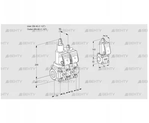 VCS2T40N/40N05LNQSR/PPPP/PPBS (88100956) Сдвоенный газовый клапан Kromschroder