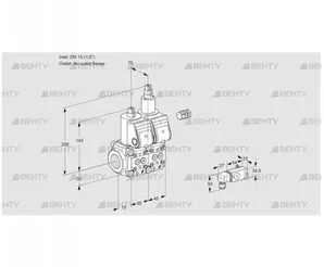 VCS1E15R/--05NLWR/2--4/PPPP (88103944) Сдвоенный газовый клапан Kromschroder