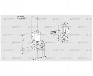 VAS1E25R/25R05NWL/BS/PP (88106621) Газовый клапан Kromschroder