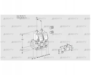 VCS1E25R/25R05NNWR3/2--2/4-PP (88106356) Сдвоенный газовый клапан Kromschroder