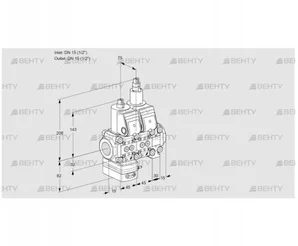 VCG1T15N/15N05GALVQR/PPPP/PPPP (88103404) Клапан с регулятором соотношения Kromschroder